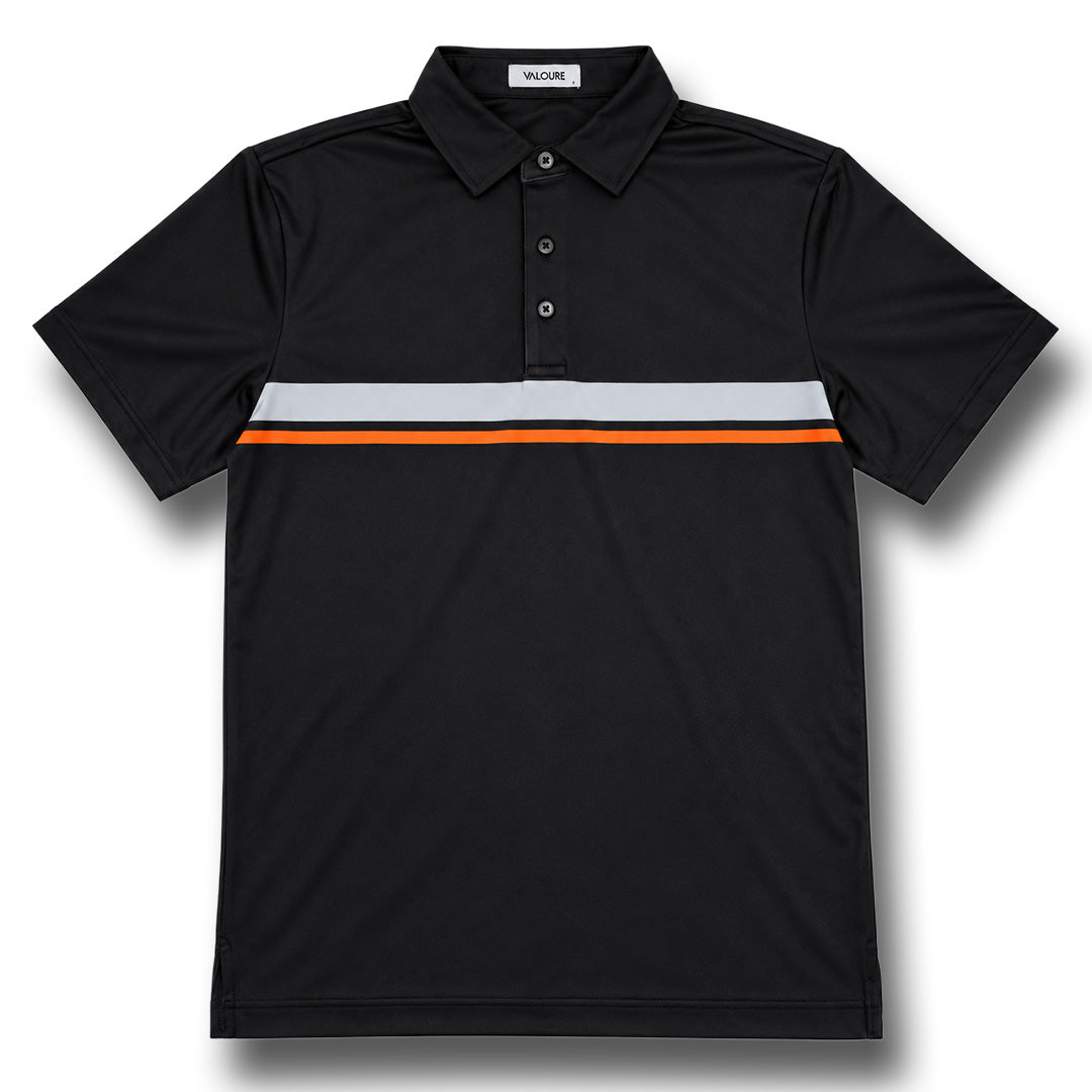 Essential Stripe Polo – Black/Orange