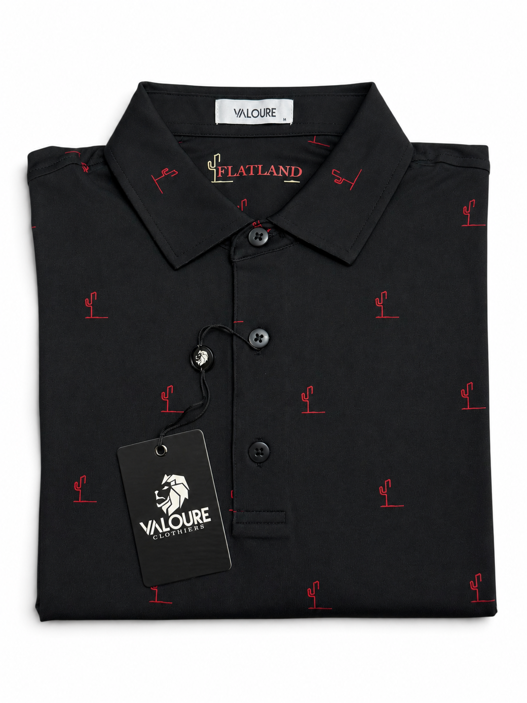 Flatland Performance Polo - Black / Red Cactus