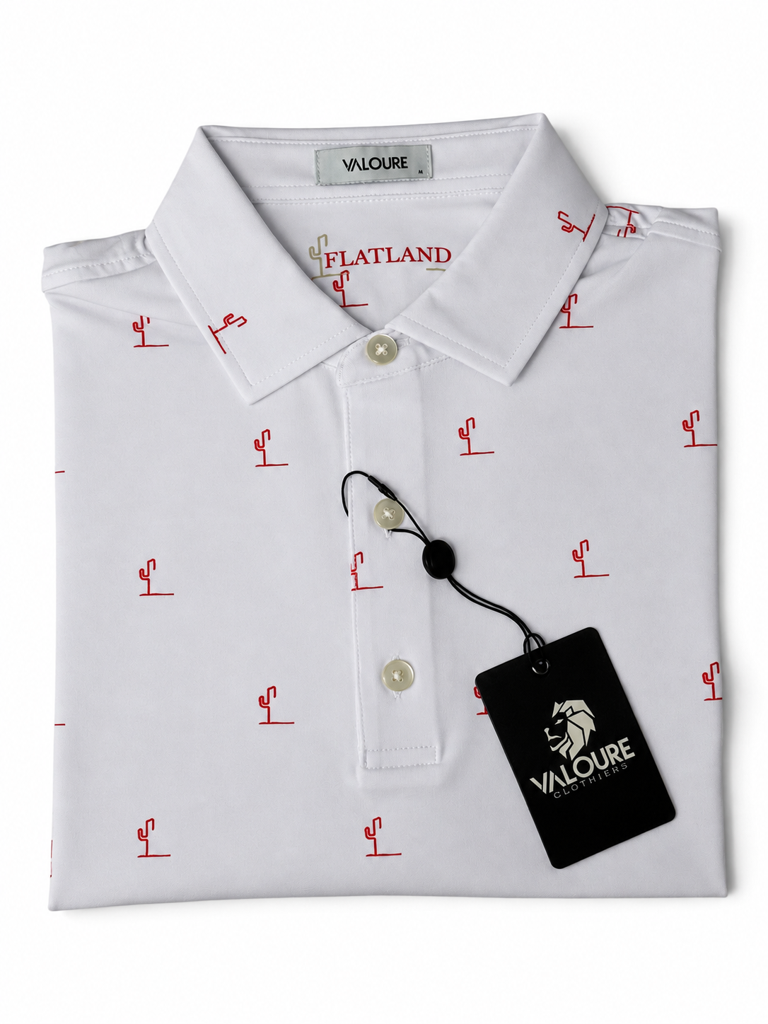Flatland Performance Polo - White / Red Cactus