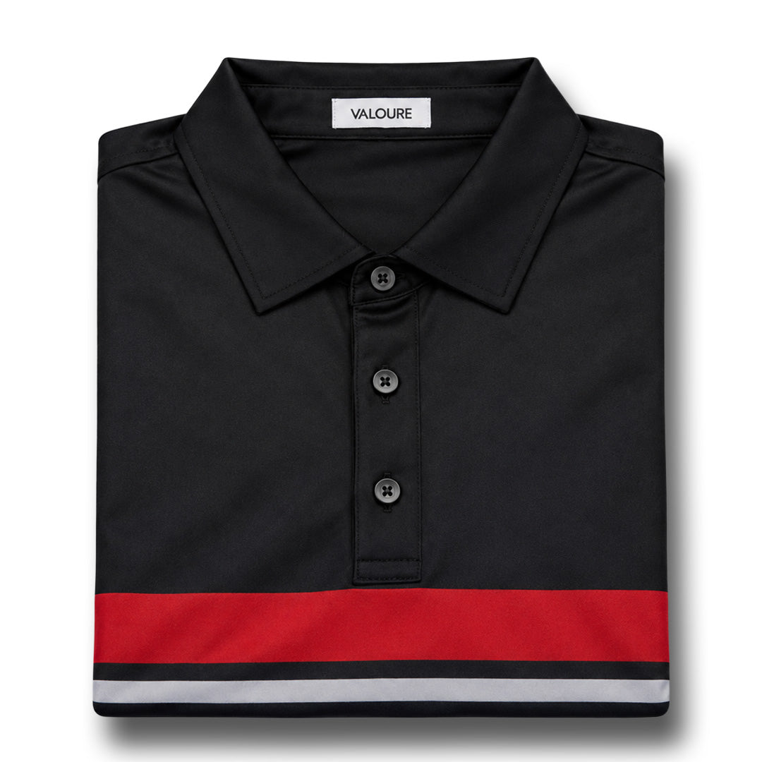 Essential Stripe Polo – Tech Red/Black