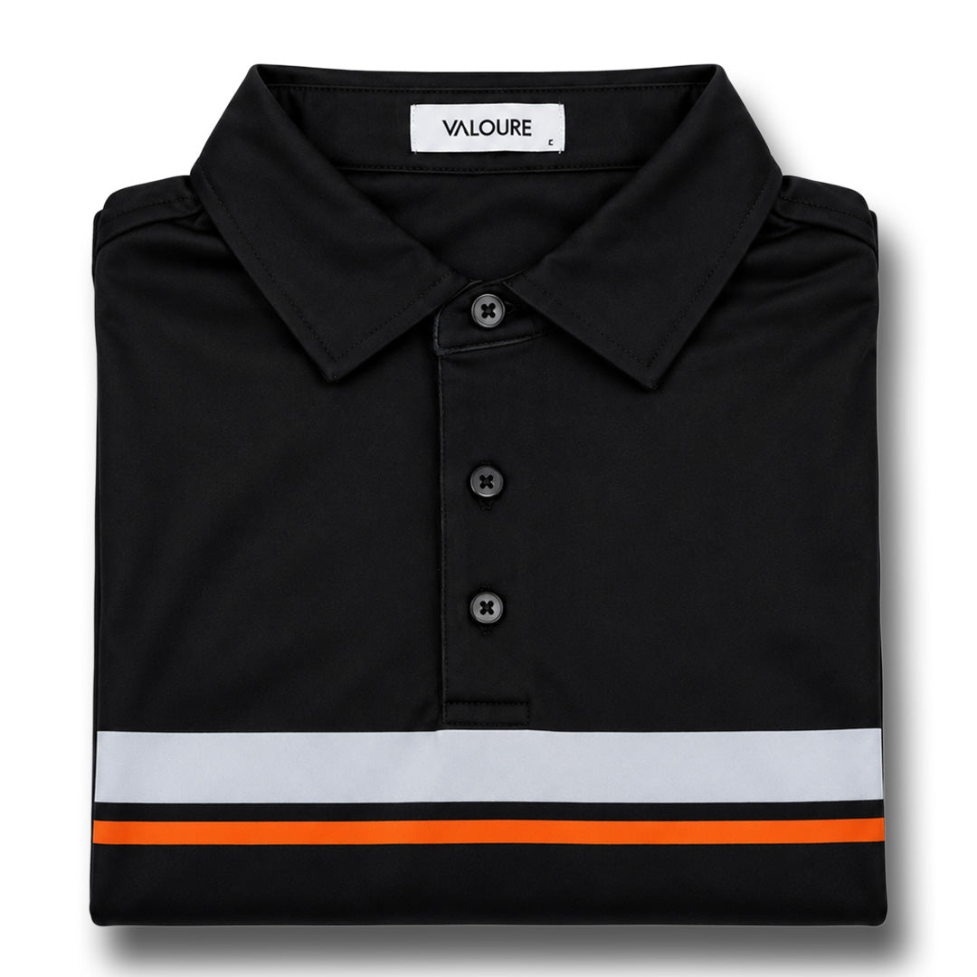 Essential Stripe Polo – Black/Orange