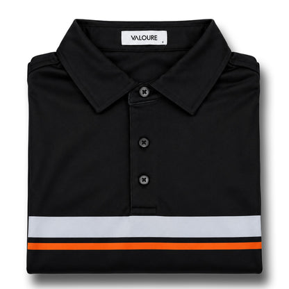 Essential Stripe Polo – Black/Orange