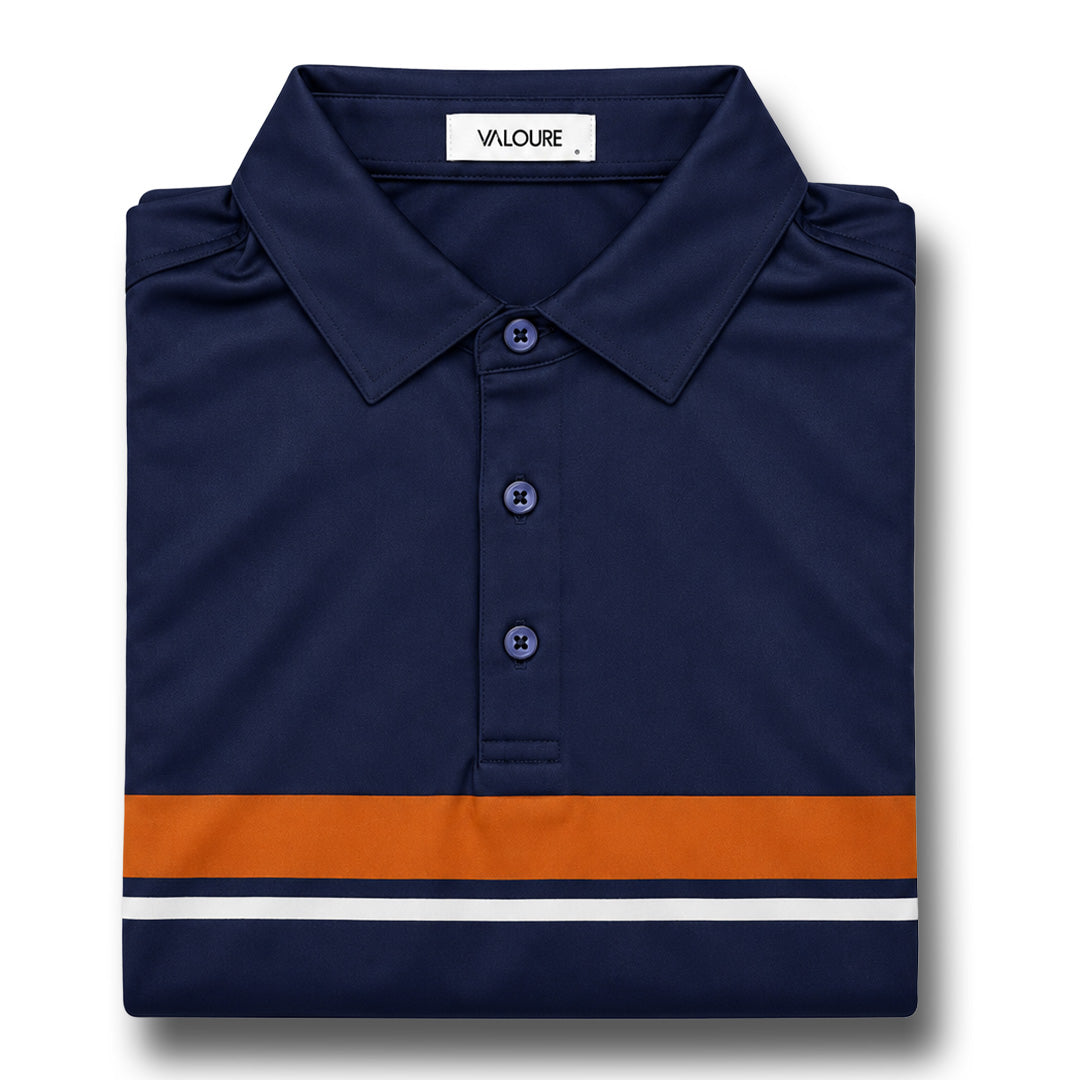 Essential Stripe Polo – Navy/Orange
