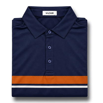 Essential Stripe Polo – Navy/Orange