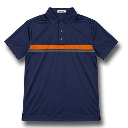 Essential Stripe Polo – Navy/Orange