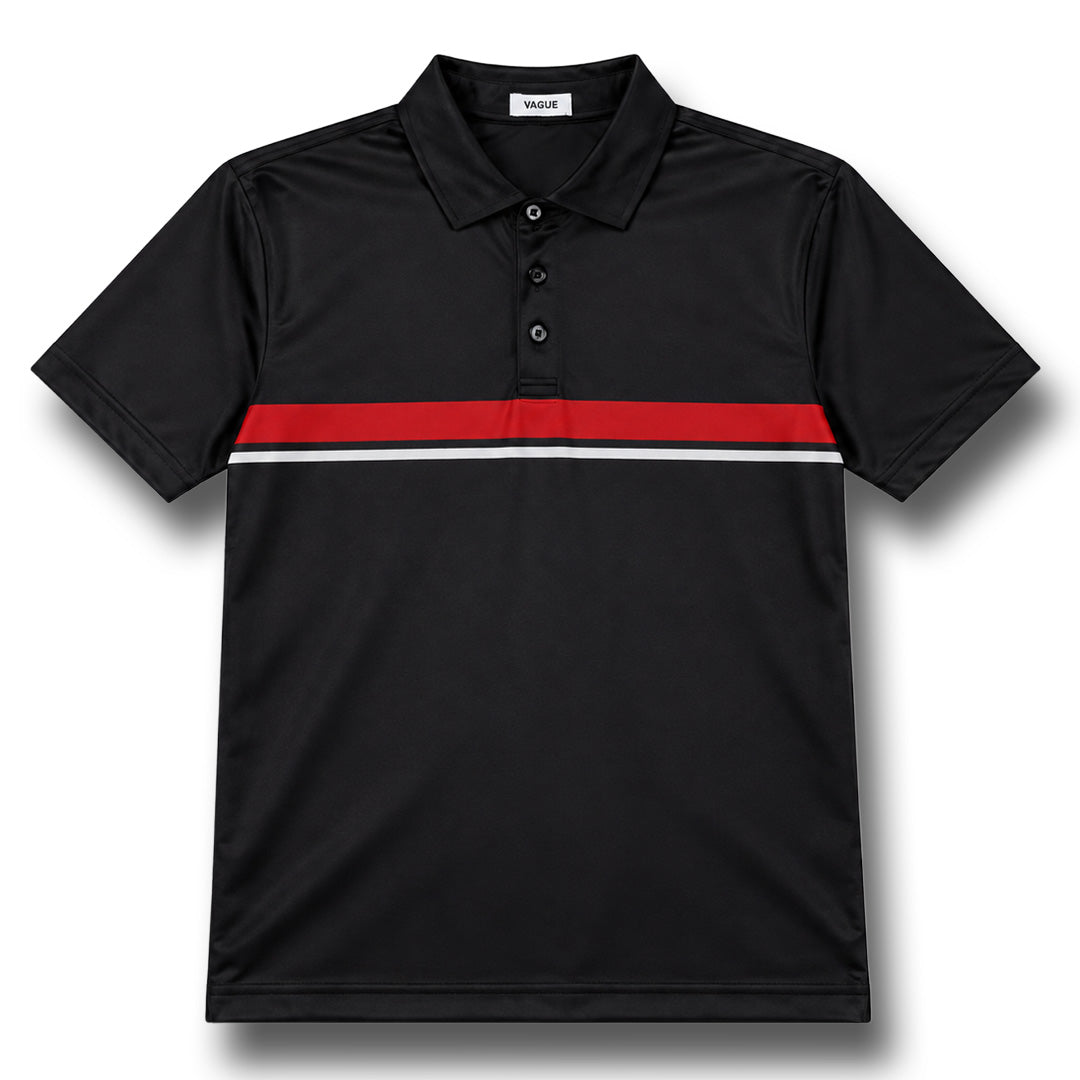 Essential Stripe Polo – Tech Red/Black