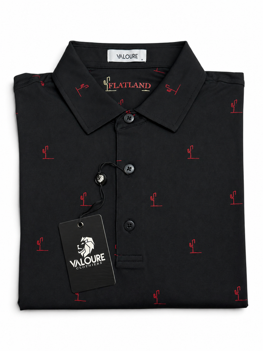 Flatland Performance Polo - Black / Red Cactus