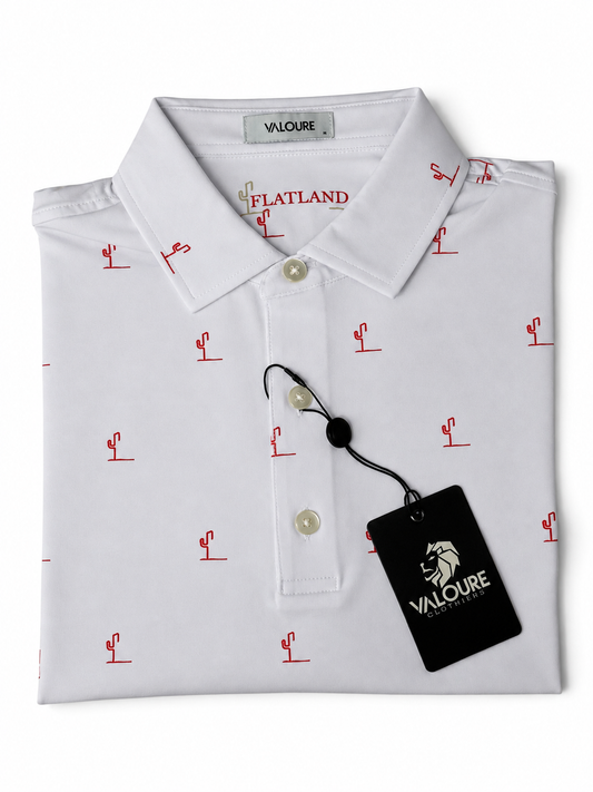 Flatland Performance Polo - White / Red Cactus