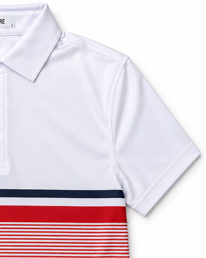 Essential Stripe Polo – USA Red